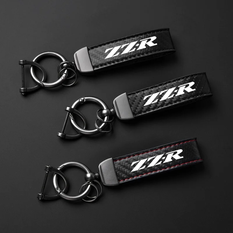 

For KAWASAKI ZZR 400 600 110 ZZR600 ZZR400 ZZR110 Motorcycle Keyring Carbon Fiber Textured Keychain Metal Carbon Fiber Leather