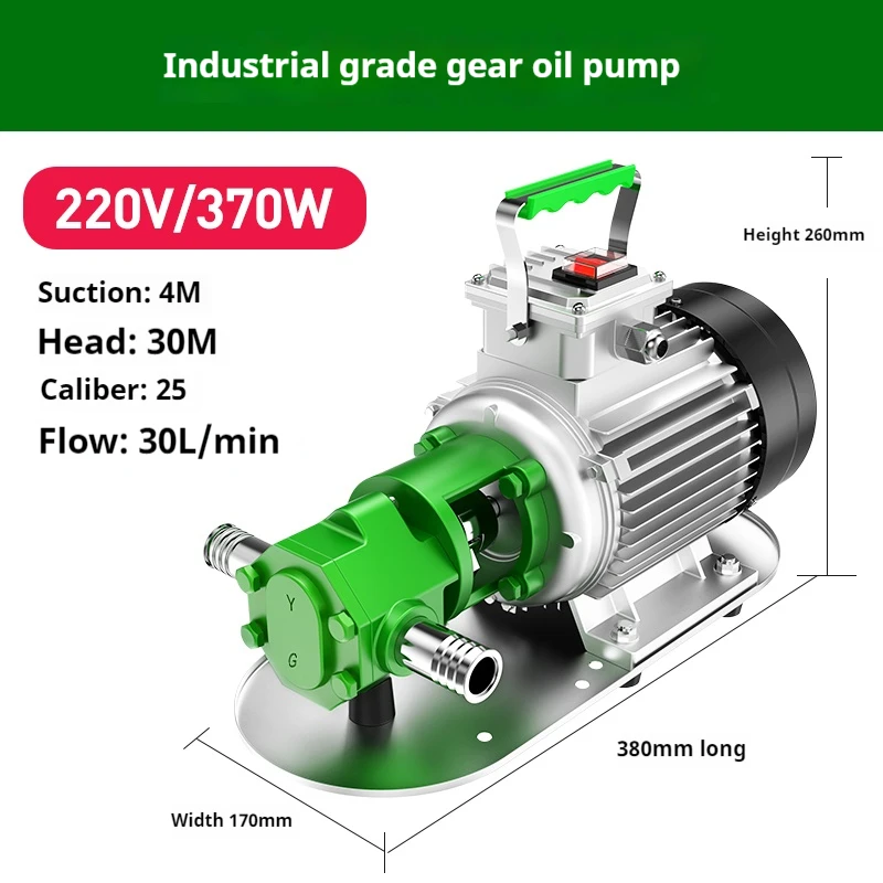 JG-30 Electric Oil Pump Self Suction Gear Oil Pump Food Grade Stainless Steel Hydraulic Oil Pump 380W 220V/380V 30L/min 30M