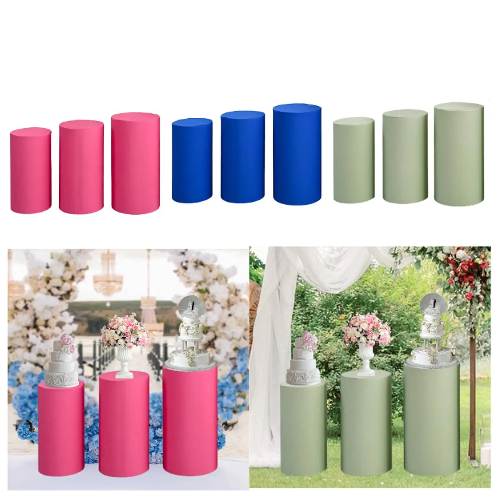 

3Pcs Cylinder Pedestal Covers Cylinder Stands Cover Reusable Soft Party Favors