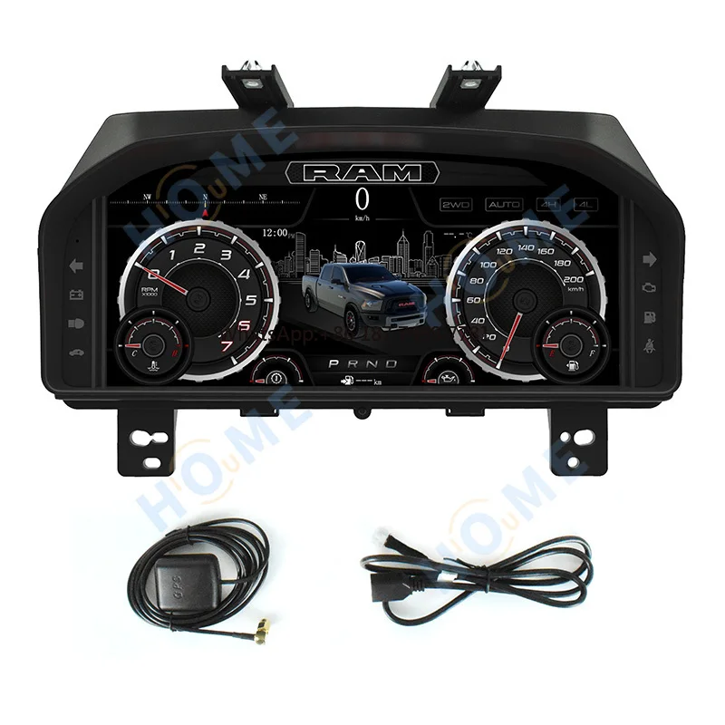 

12.3" LCD Dashboard Panel Virtual Cockpit Instrument Cluster LCD Speedometer for Dodge Ram 1500 2013-2018 Odometer Speed Control
