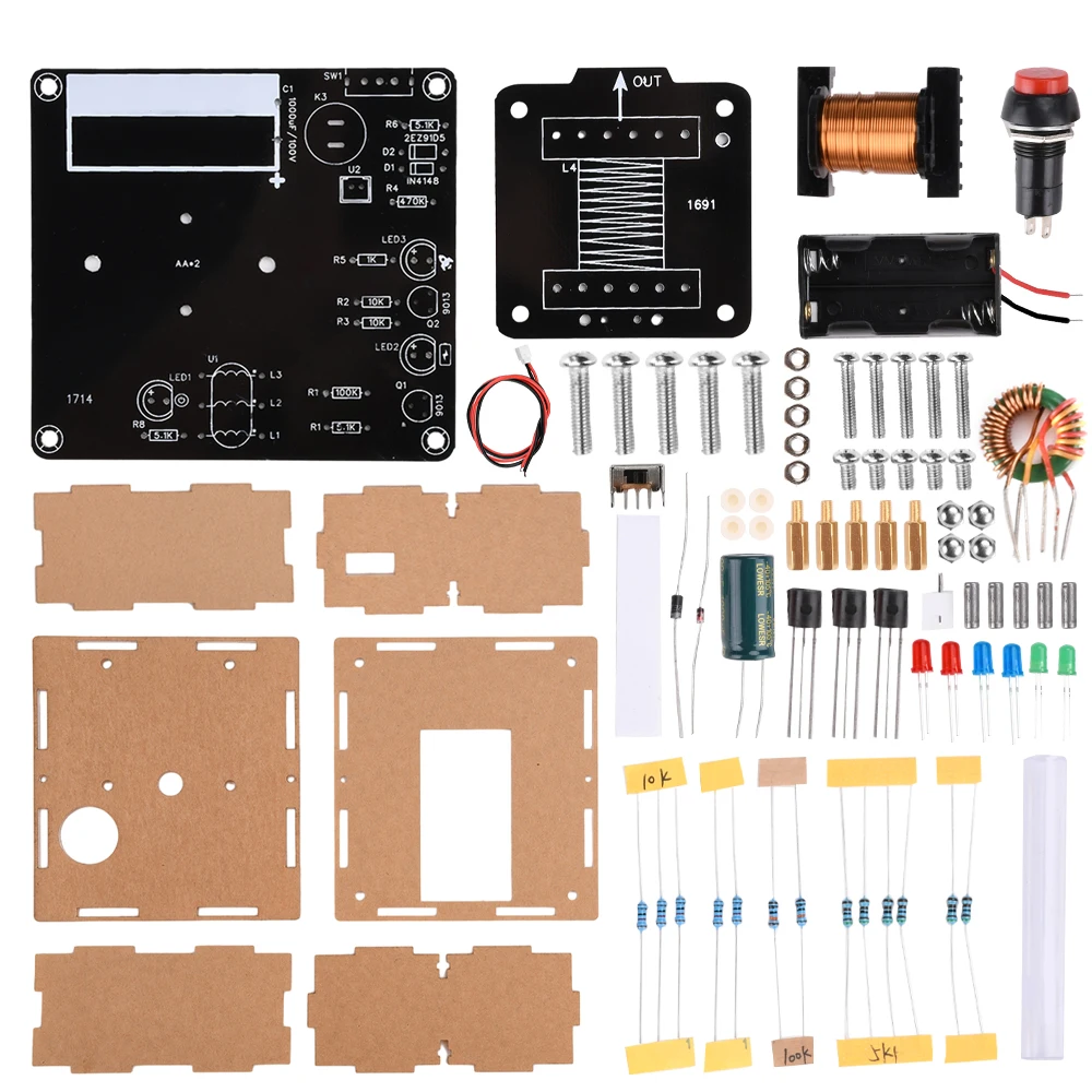 DC3V Enhanced Version DIY High Voltage Electromagnetic Gun Electronic Kit Coil Booster Module Circuit Making Acrylic Case