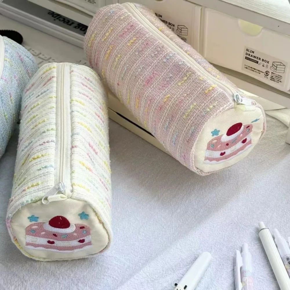 الحلو سعة كبيرة كعكة الفراولة القلم حقيبة القلم الحقيبة قوس قزح مقلمة من الكرتون لطيف دائم صندوق قماش ثابت فتاة