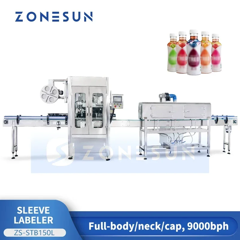 ZONESUN ZS-STB150L Full Automatic Heat Shrinking Machine For Beverage Bottle Label Sleeving and Steam Packaging