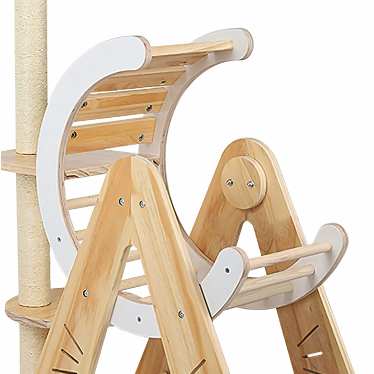 Modern luxury cat climbing frame solid wood integrated sisal scraping column