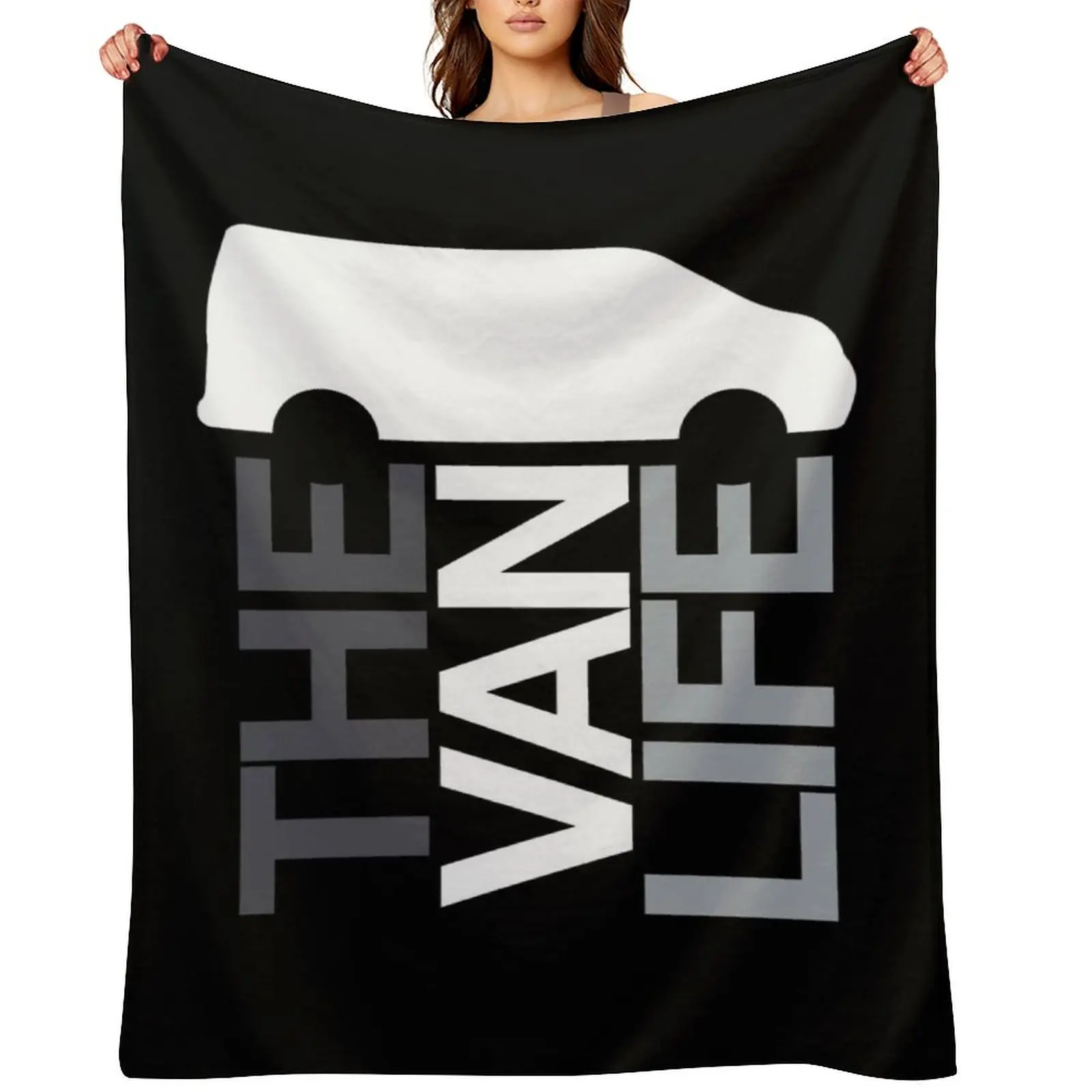 

The Van Life Logo : greyscale Throw Blanket wednesday Decorative Sofa Blankets For Bed Flannel Blankets