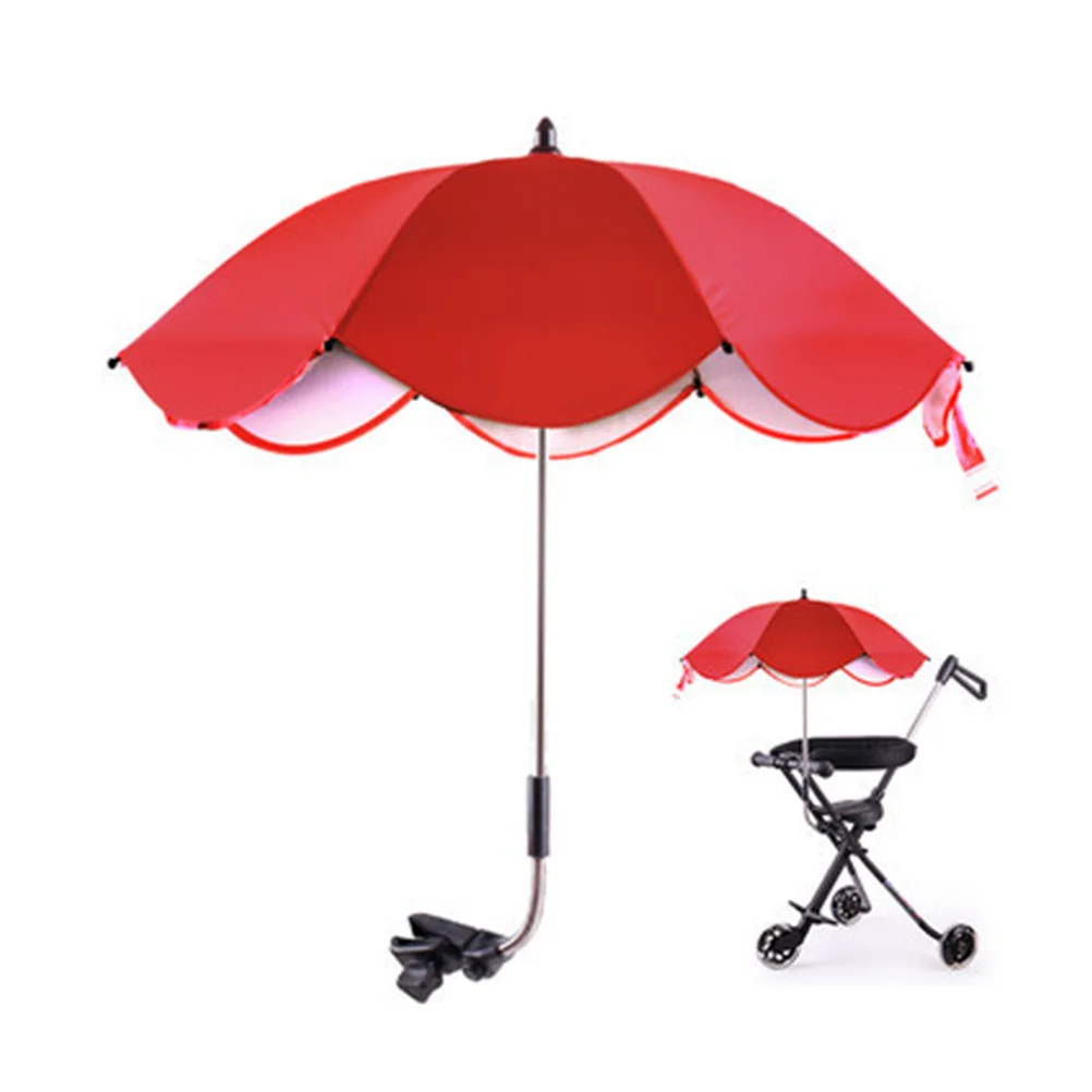 

Red 35.5cm 8 Ribs Baby Stroller Sun Protection Umbrella Adjustable Mounting Clamp Multi-Function Uv Shield for Various Uses