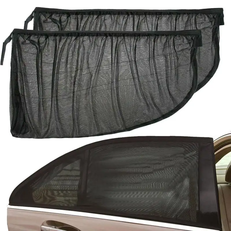 Car Anti-Mosquito Screen Car Window Sunshade Curtain Anti-UV Thermal Insulation Window Blinds Net SUV front row double sheet
