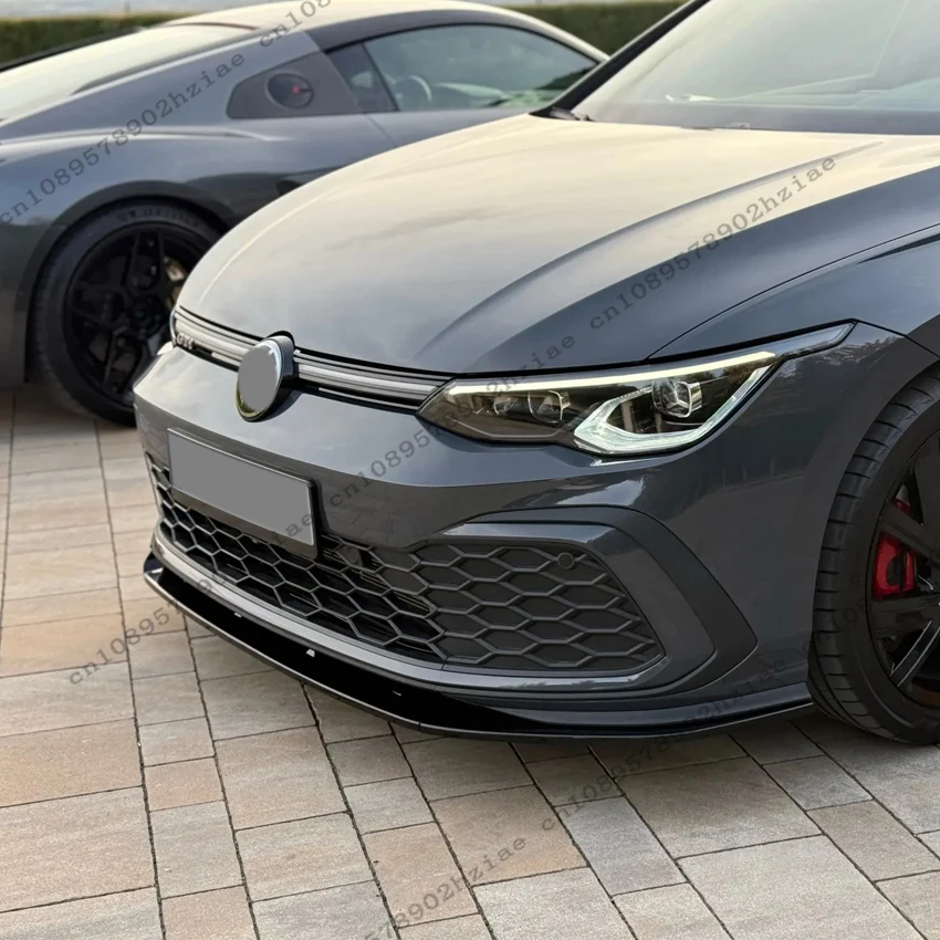 سبويلر المصد الأمامي على طراز ماكستون لسيارة VW Golf 8 GTI GTD GTE R-Line 2020-2024 ملحقات ضبط مطورة بمظهر أسود لامع