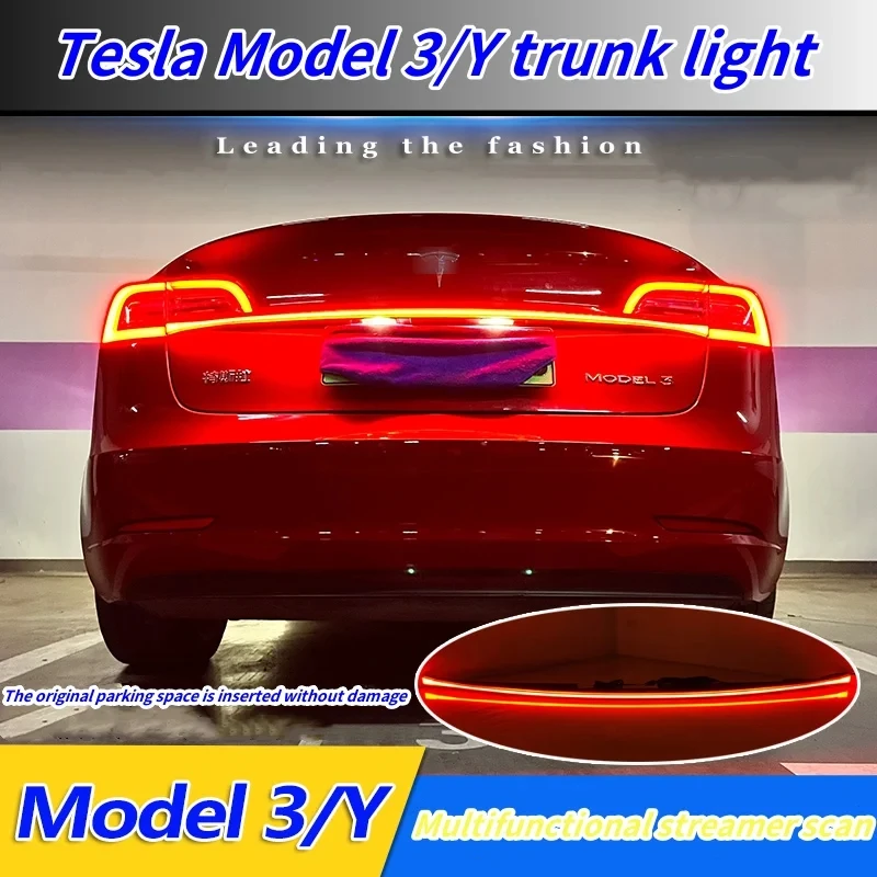 

For Tesla Car Model Y 3 Through Taillight Dynamic Tail Rear Light Strip Upgrade And Modification Decoration M3 Y Upgrades