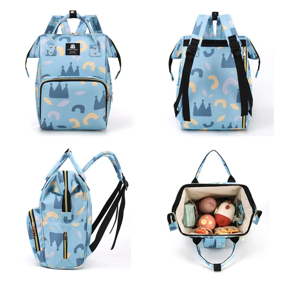 Cartoon Pattern Diaper Bag Portable Nylon Mommy Bag Multifunctional Nappy Backpack For Going Out