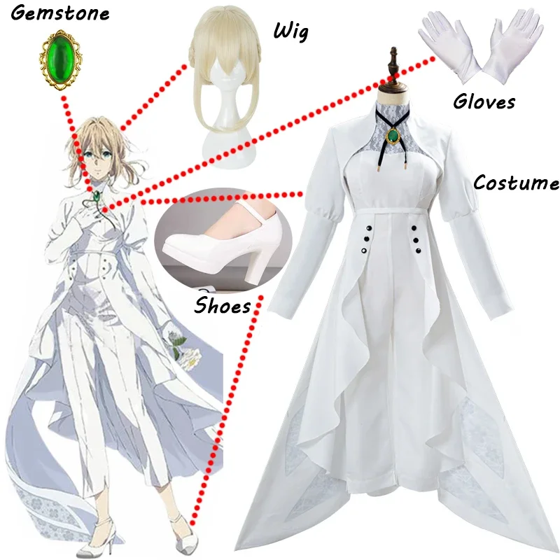 Anime Violet Evergarden Cosplay Eternity and the Auto Memories Doll Cosplay Costume Outfit Halloween Carnival White French Dress