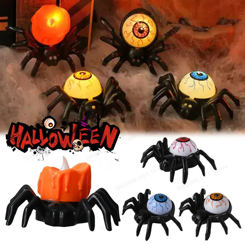

Светодиодные свечи-пауки, беспламенные фонари на батарейках для домашнего бара, дома с привидениями, Хэллоуина, вечеринки, декор, реквизит для ужасов, Рождество