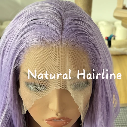Imagen 2 del producto Peluca de onda profunda púrpura, pelucas de encaje sintético para mujeres, pelucas de encaje onduladas de cuerpo largo, uso diario, peluca de color púrpura claro, peluca de encaje Frontal para Cosplay