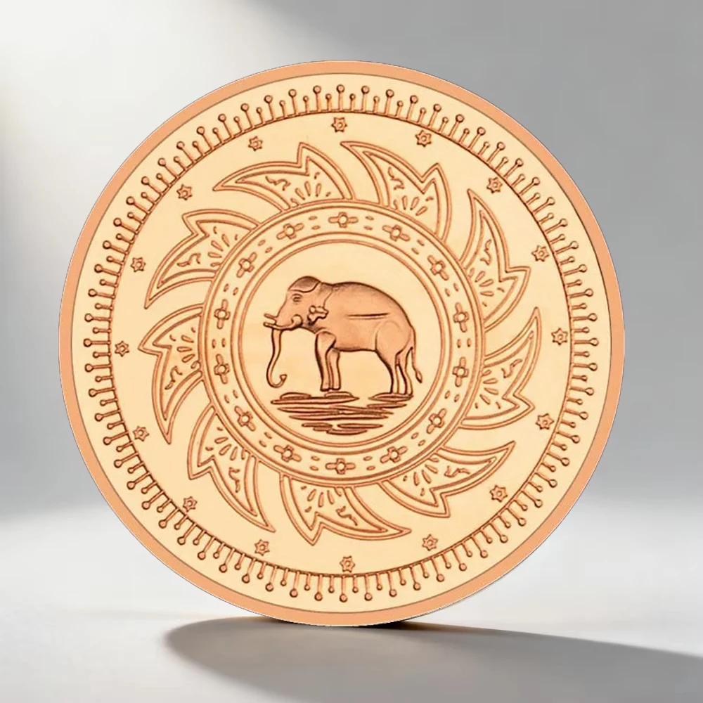 Thailand Elephant Copper Plated Souvenir Coin Buddhism Temple Good Luck Gift Collection Art Commemorative Coin