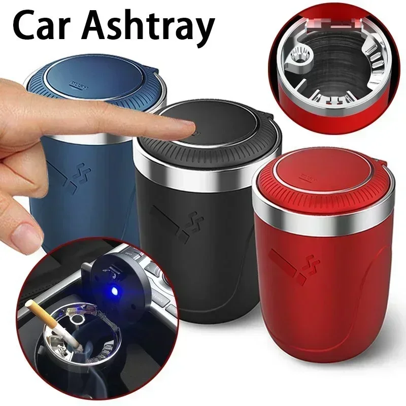 Universal Car Ashtray With Led Lights With Cover Creative Personality Covered Car Inside The Car Multi-function Car Supplies New