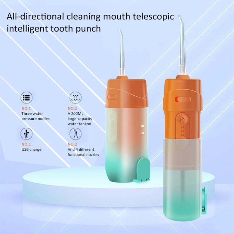 GeZhou Oral Irrigator USB Rechargeable Water Flosser Portable Dental Water Jet 300ML Water Tank Waterproof Teeth Cleaner