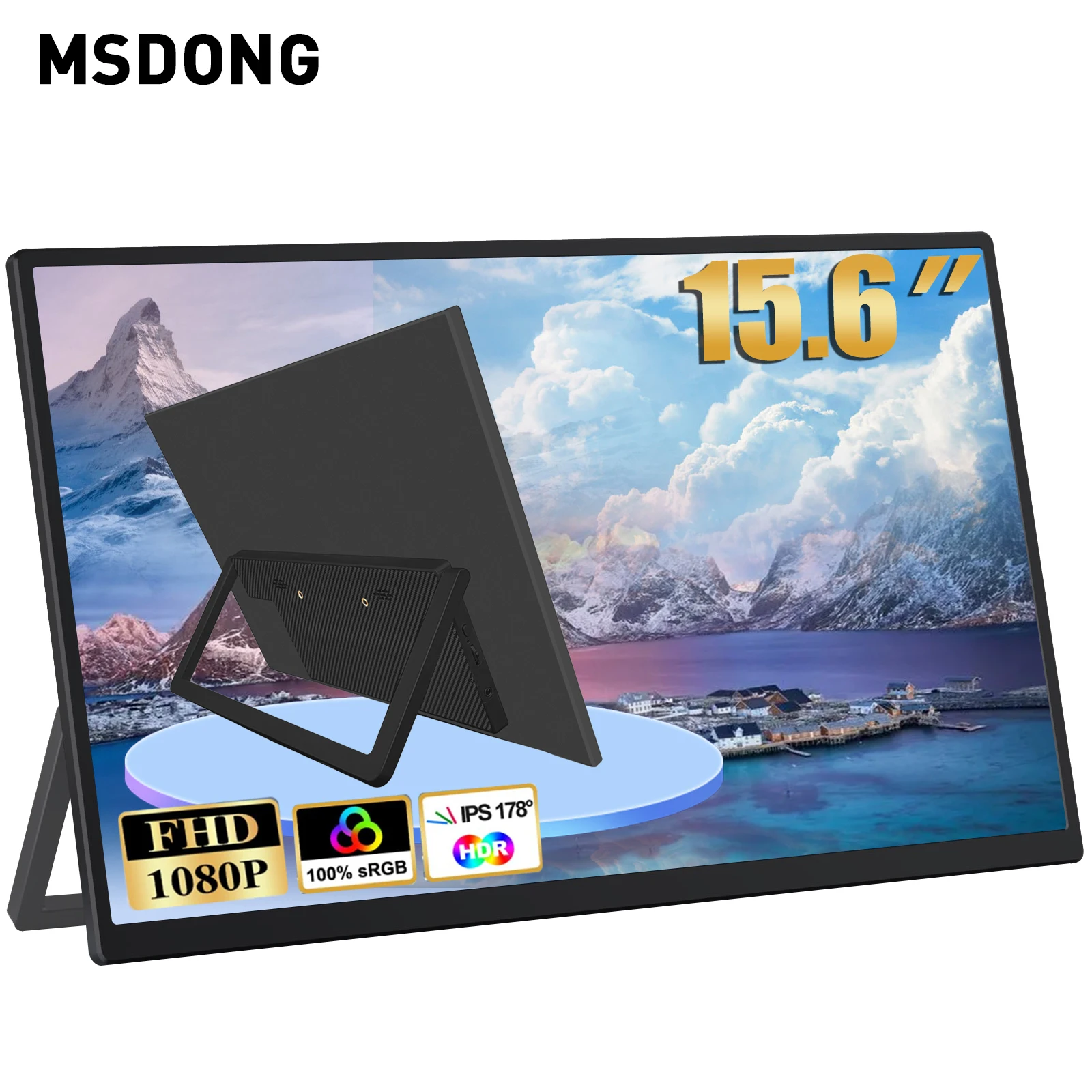 15.6 Inch Full Screen Portable Monitor 1080P IPS A+ Panel 100%DCI-P3 Game Screen For Laptop Phone Switch PS4/5 Xbox 1080P 60Hz