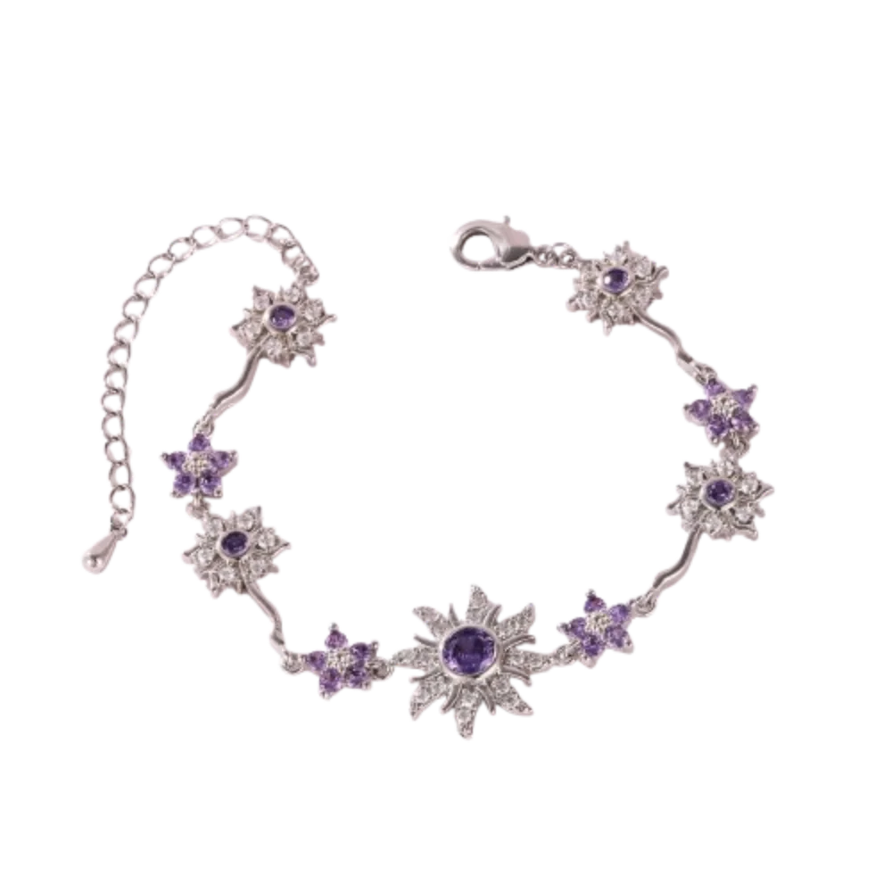 Luxury Sunflower Bracelet Fashion Exquisite Pink Cubic Zirconia Chain Sparkling Crystal Shiny Rhinestone Bangle Wedding