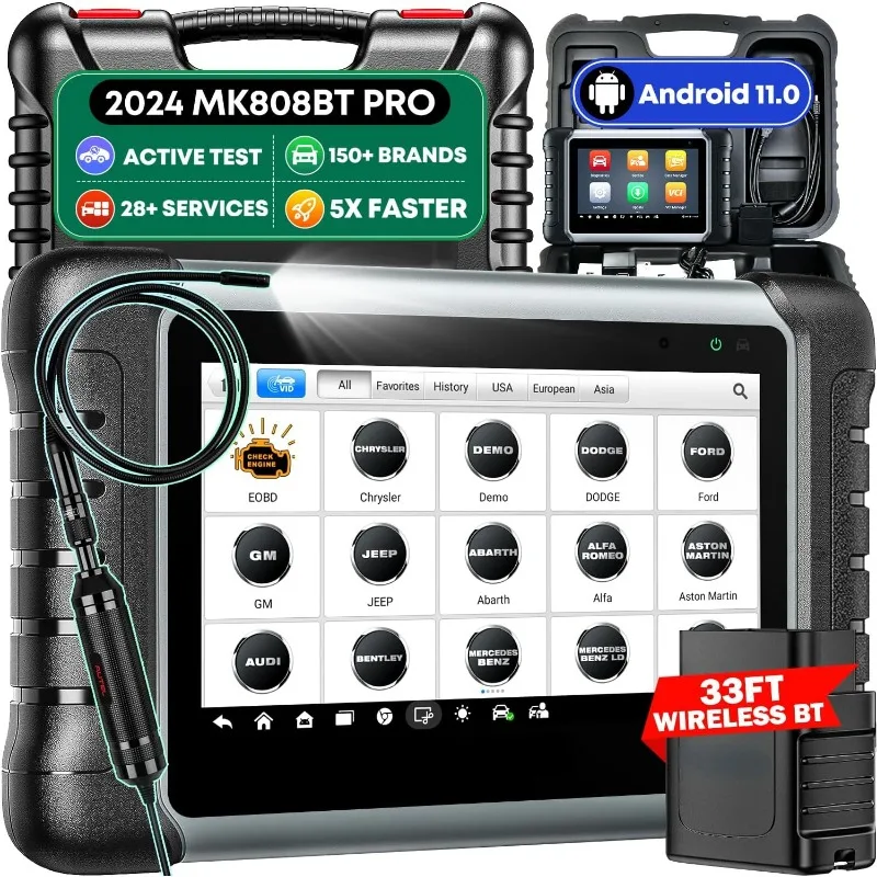 MaxiCOM MK808BT PRO w/ $60 MV108S, Android 11, 2024 Full Bidirectional Scan Tool, Update of MK808BT MK808S MX808S ,Work w/ BT506