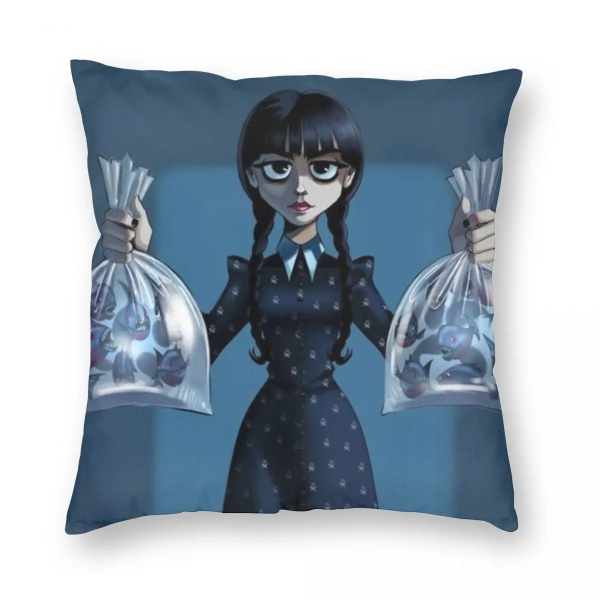 Wednesday Addams Horror Goth Pillowcase Soft Polyester Cushion Cover Decorative Pillow Case Cover Home Zippered 18''