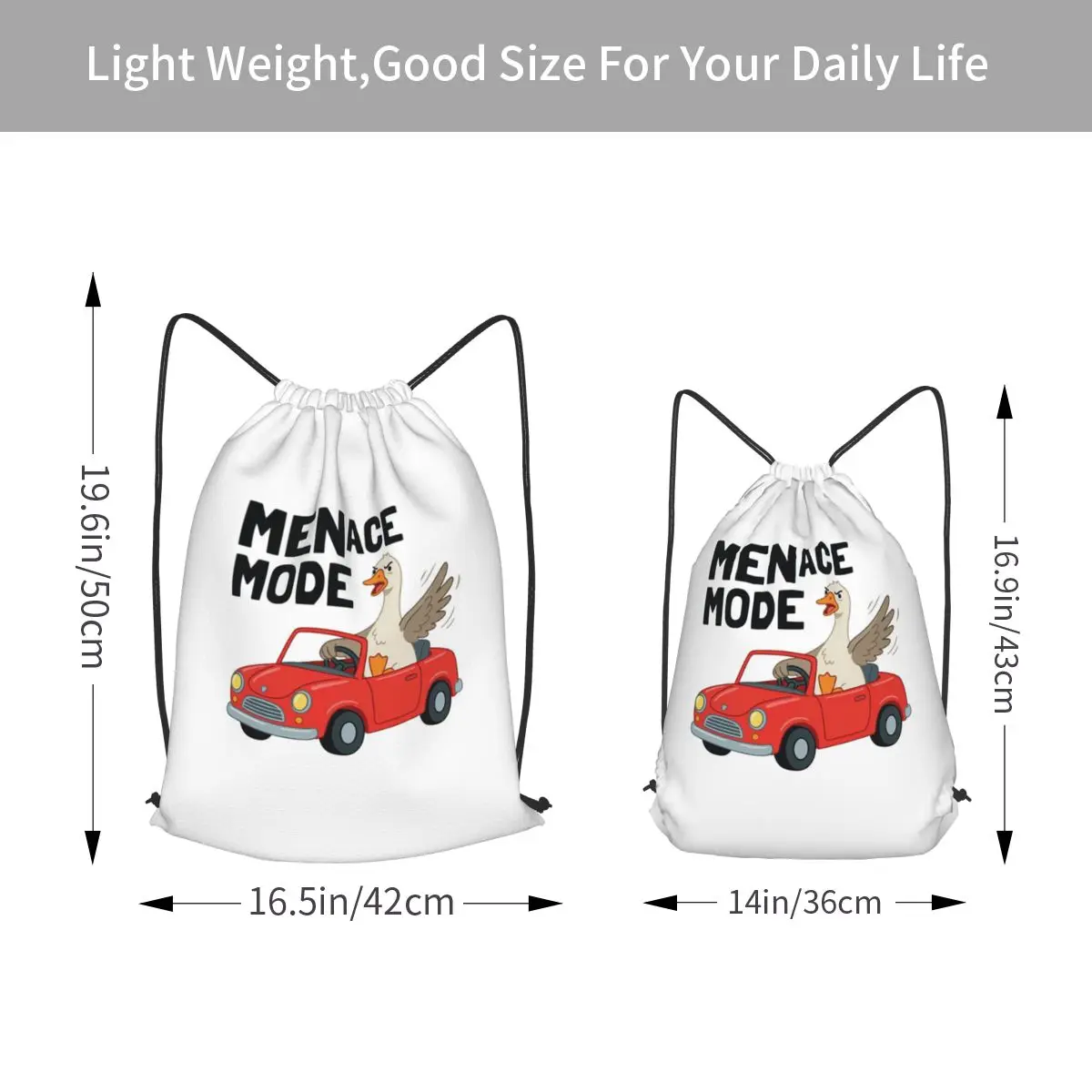 Menace Mode Goose Driving Car Backpacks Multi-function Drawstring Bundle Pocket Storage Bag Book Bags for Man Woman Students