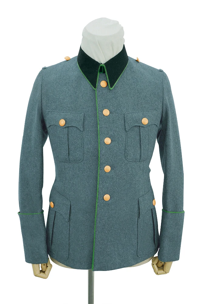 

GUWI-B025-GEN Police General Wool Modified Tunic Jacket With Deep Green Collar 5 Buttons