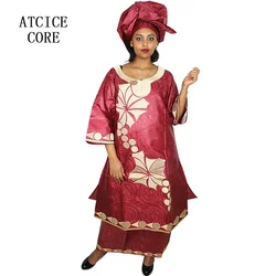 Vestidos africanos Ror para mujer, Bazin Riche, diseño bordado, vestido largo con bufanda de rapero
