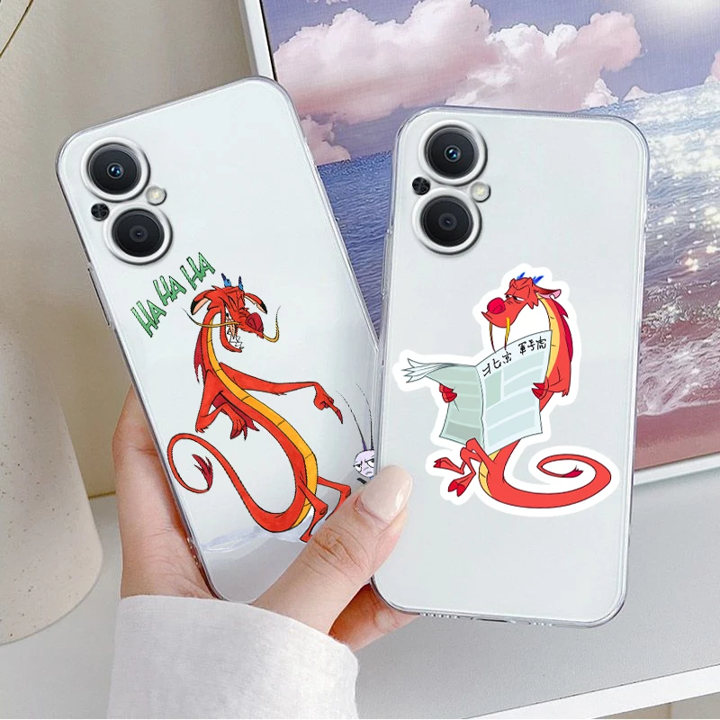 Disney Mulan dragon Mushu For OPPO A5 A9 A53 S A74 Reno 7 6 5 4 2 Find X3 X2 Z Lite Neo Pro Plus transparent Phone Case