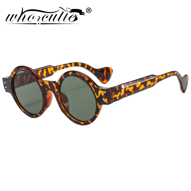 Trend Leopard Round occhiali da sole donna Designer di marca rivetti neri Circle Men occhiali da sole Vintage Green Shades UV400 Gafas De Sol