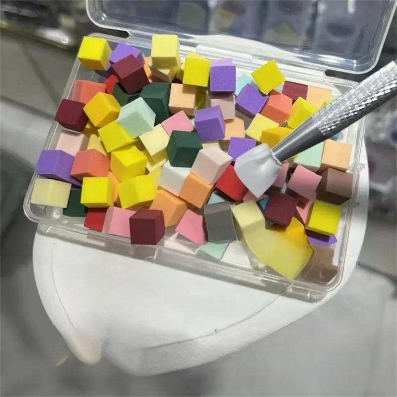 1set 100pcs Nail care gradual pat cotton with clip sponge powder puff dizzy dye nail art gel polishing block nail care tool