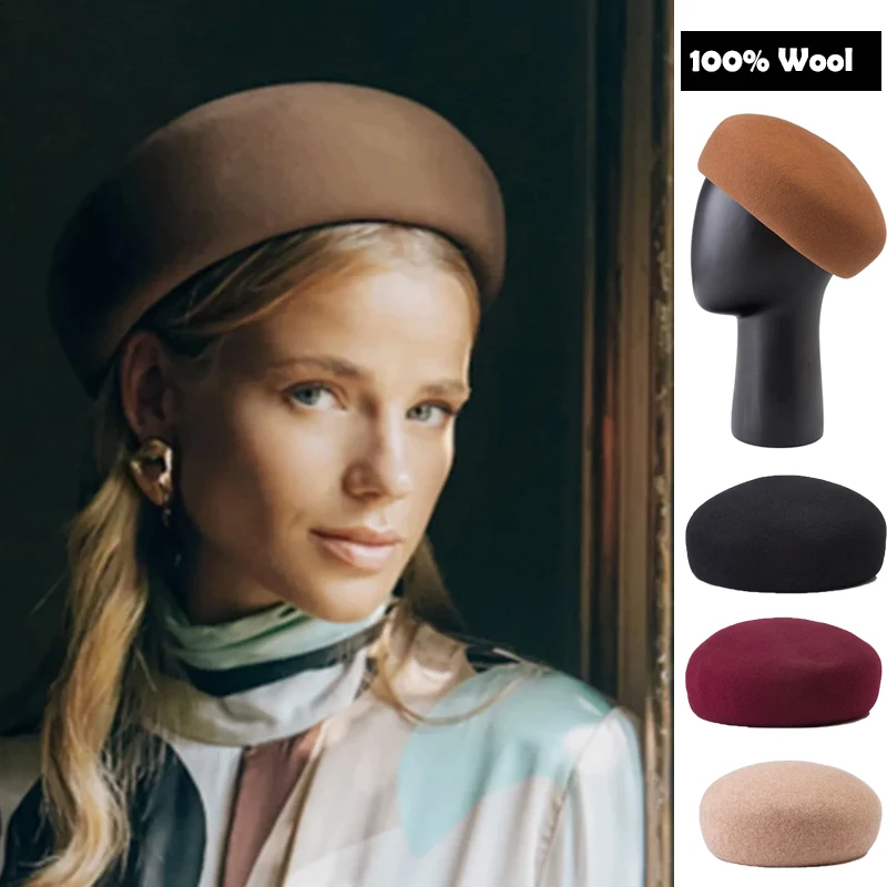 Otoño Invierno elegancia fieltro de lana boina bloqueada mujeres pan calabaza boina sombrero hombres señoras ocio pintor sombrero