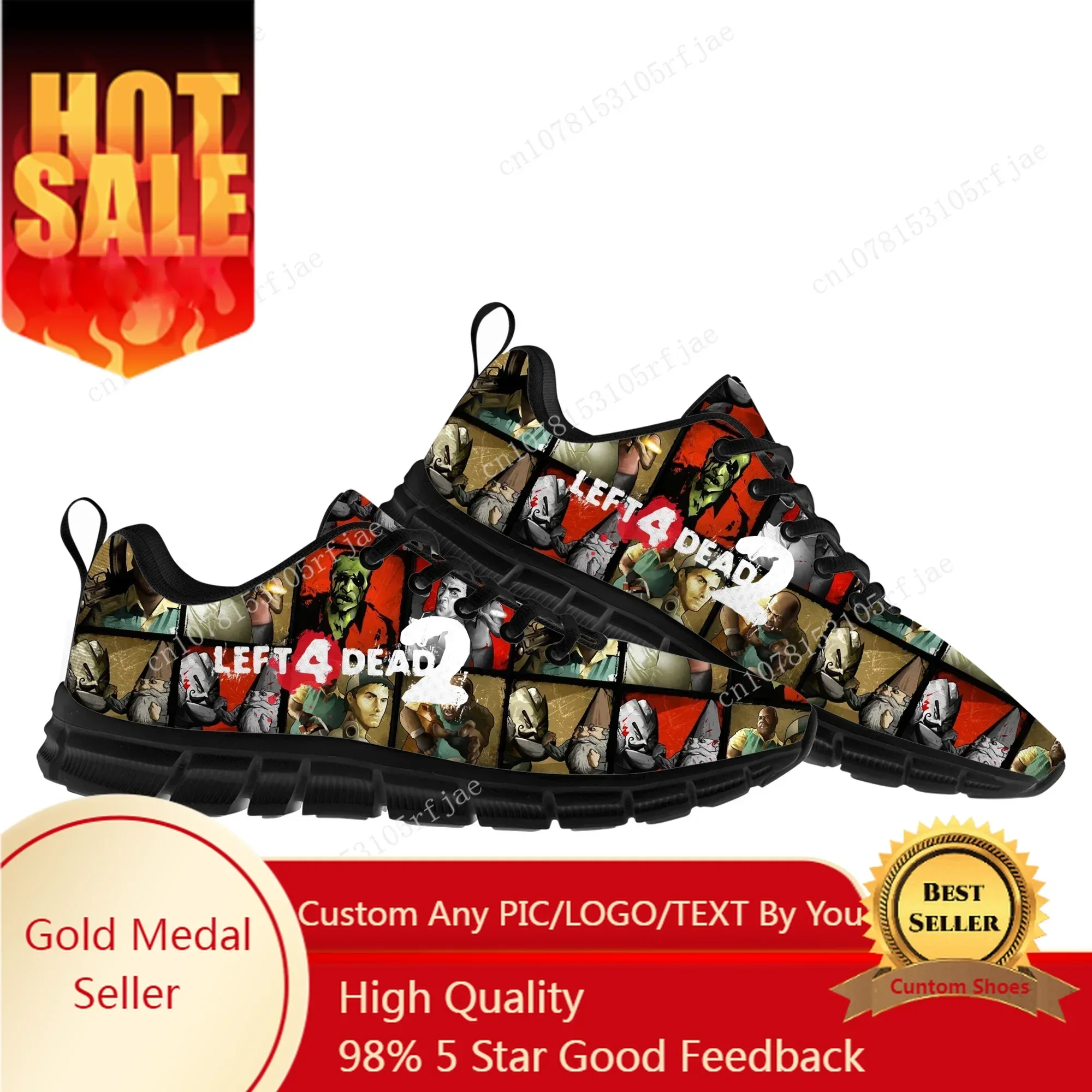 Left 4 Dead 2 Sports Shoes Cartoon Game Mens Womens  Sneakers Fashion Sneaker Custom Built Shoes