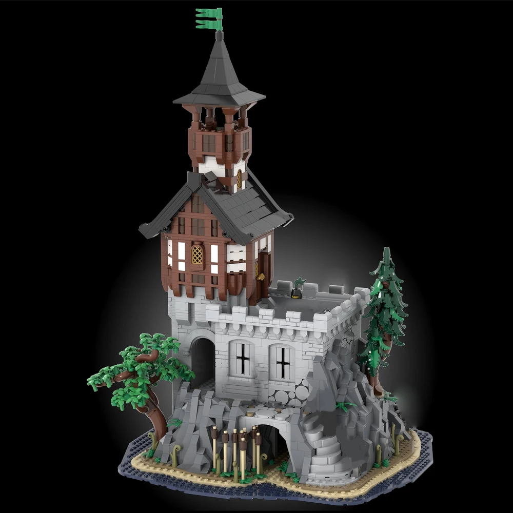 3531 Elementów MOC Średniowieczna Wieża Budynku Wyspa Kamieniowa Dom Model Klocki DIY Zestaw Zabawek do Składania Prezent dla Dzieci Chłopców