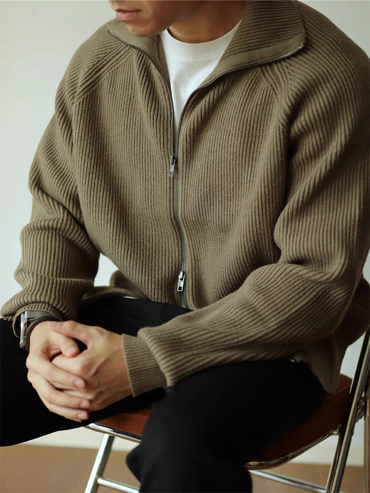Zippered Knitted Cardigan Coat Anti-Ball for Men Casual Lightweight Spring Autumn ular Top Warm Knitted Sweater