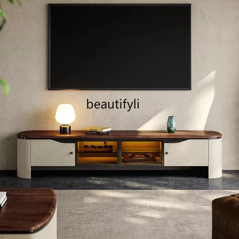 

FF newModern light luxury TV cabinet coffee table combination living room home marble floor cabinet simple