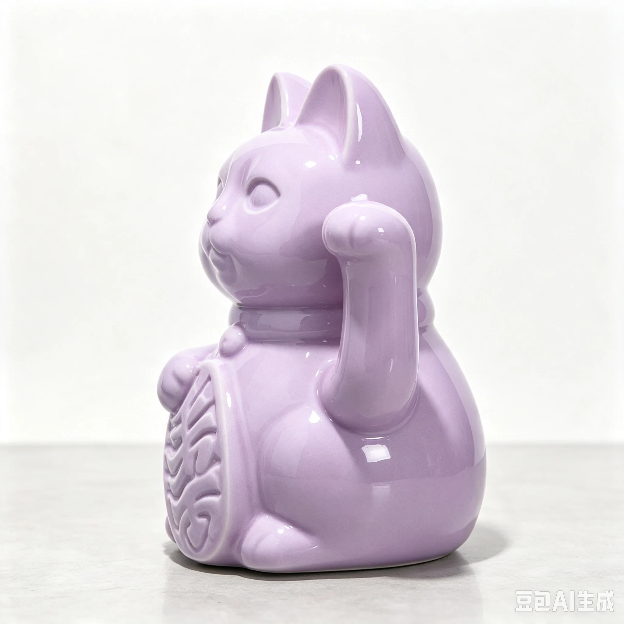 JIE 5.9 Inch Ceramic Maneki Neko Cat Fortune Teller Wealth Beckoning Cat Waving Arm Feng Shui Home Decor for Prosperity