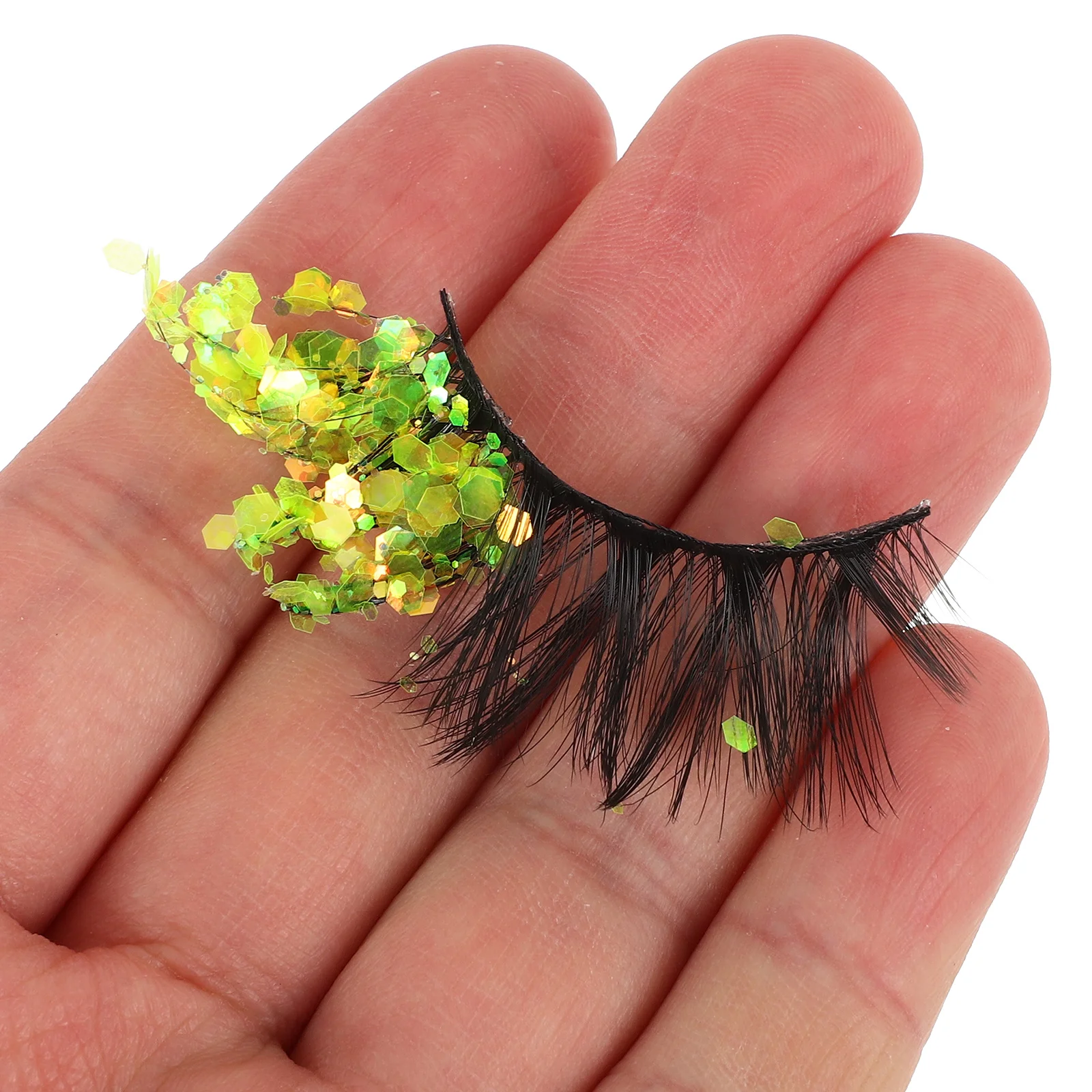 2 pçs glitter cílios postiços coloridos luminosos festival festa cílios naturais tira fina para mulheres maquiagem chicote
