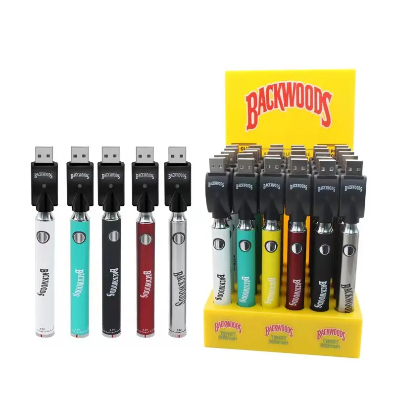 الأخشاب الخلفية-كوكي ملتوية سخن بطارية Vape ، أعلى الشحن صالح ، عربات الخراطيش