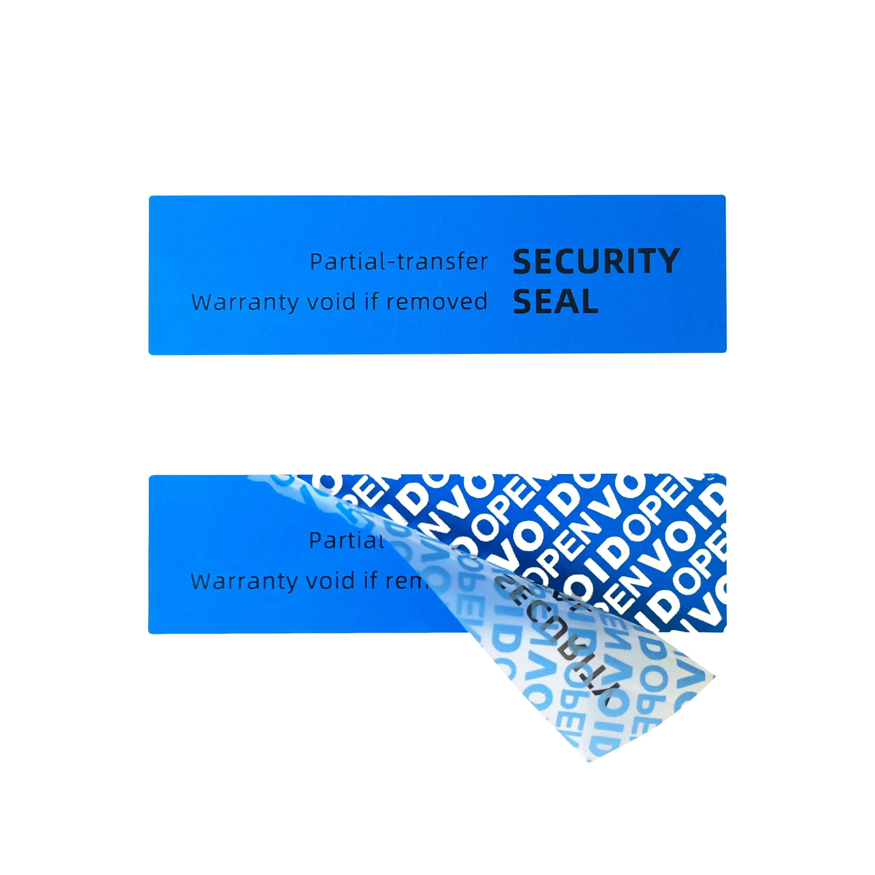

Blue 100% total transfer tampering obvious label security warranty invalid sticker One-time tamper-proof sealing sticker 100pcs