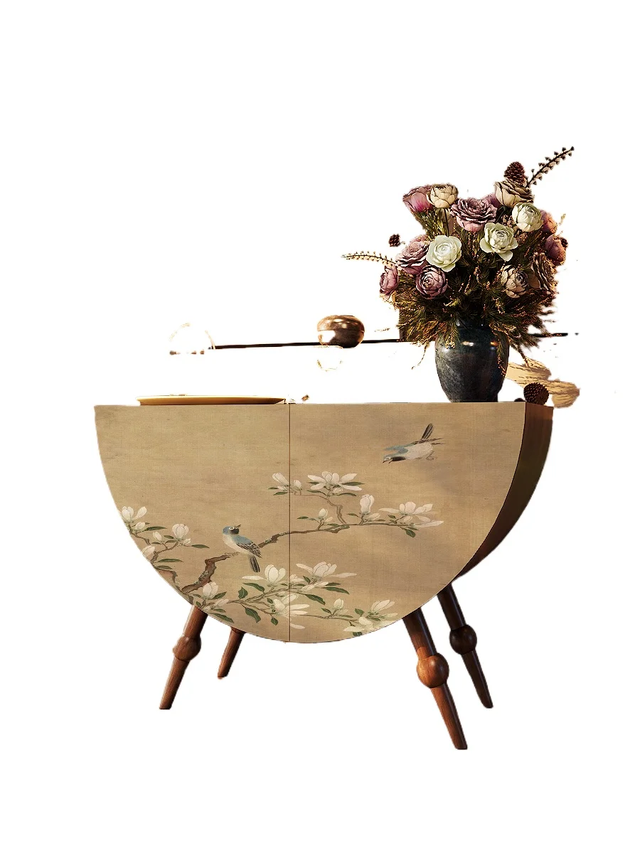 

Chinese style solid wood integrated storage locker, household Chinese style retro flower and bird decorative storage cabinet