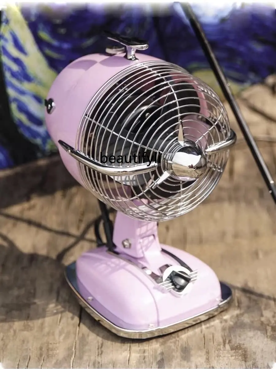 مروحة كهربائية كلاسيكية، مروحة توزيع الهواء المنزلية الصامتة لسطح المكتب، مروحة طاولة للحنين يهز الرأس