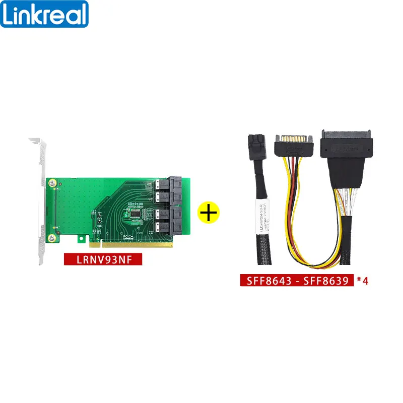 Linkreal PCIe x16 to 4 Port U.2 NVMe SSD Adapter and Cable - PCIe Bifurcation required by Motherboards