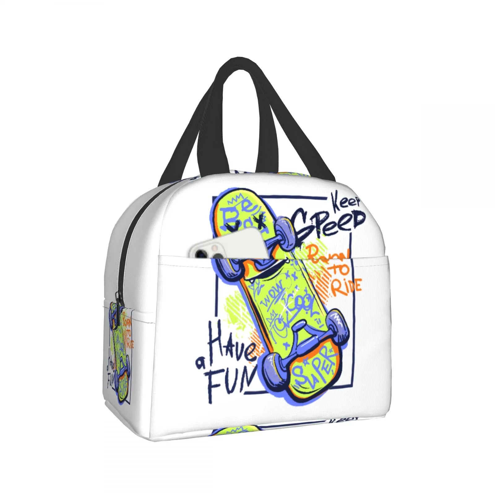 استمتع حقيبة الغداء لوح التزلج للنساء والرجال صناديق الغداء المعزولة الحرارية المبردة للكبار مكتب الأطفال حقيبة كمبيوتر محمول العودة إلى المدرسة