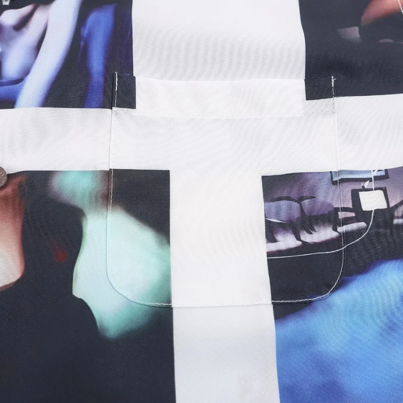 WACKO MARIA Fashion Brand Poster Casual Holiday Hawaii Loose Short Sleeve Shirt Summer Mens Womens Cuban Neck Shirt