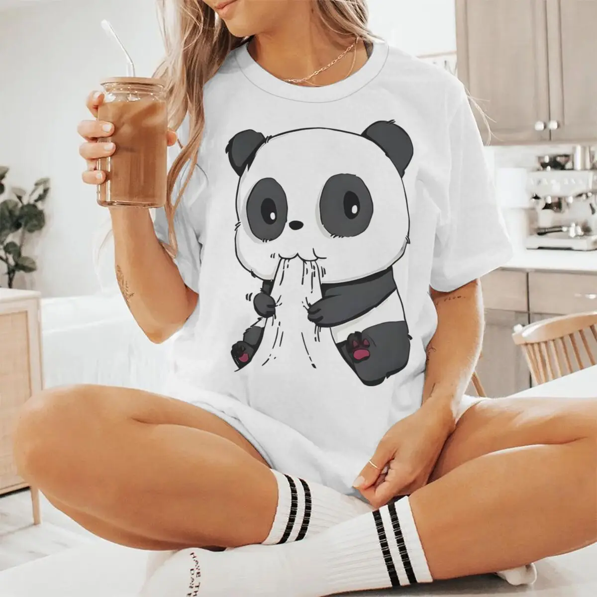 

Fun Cartoon Panda Summer Women T Shirt Cute Animal Panda Short Sleeve Female Casual T-shirts Fashion Ladies Y2K Tops