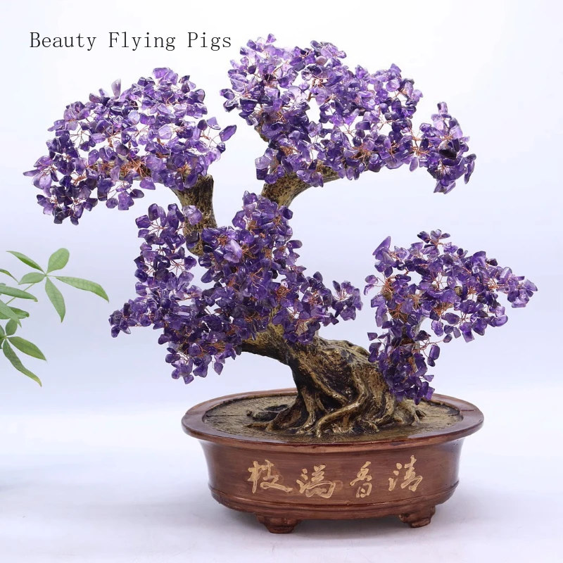 

1pc Shake Money Tree Zhaocai Ornament Glass Crystal Resin Flowerpot Feng Shui Ornaments Gift for Store Opening Home Decoration