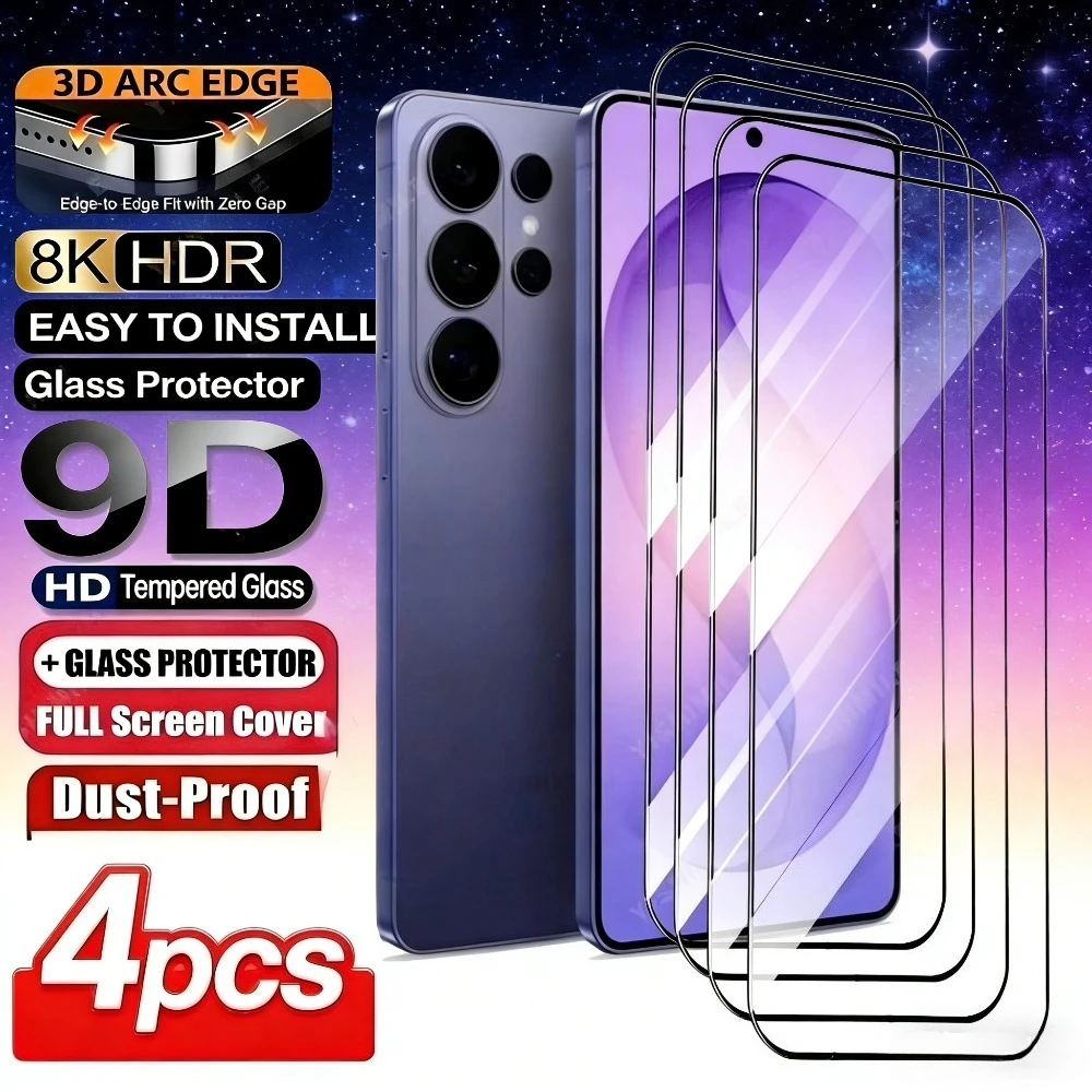 

4 шт. ультрапрозрачные защитные стекла для Samsung Galaxy S26 S25 S24 S23 Ultra S22 S21 S20 Plus S25 S24 FE, полное покрытие экрана