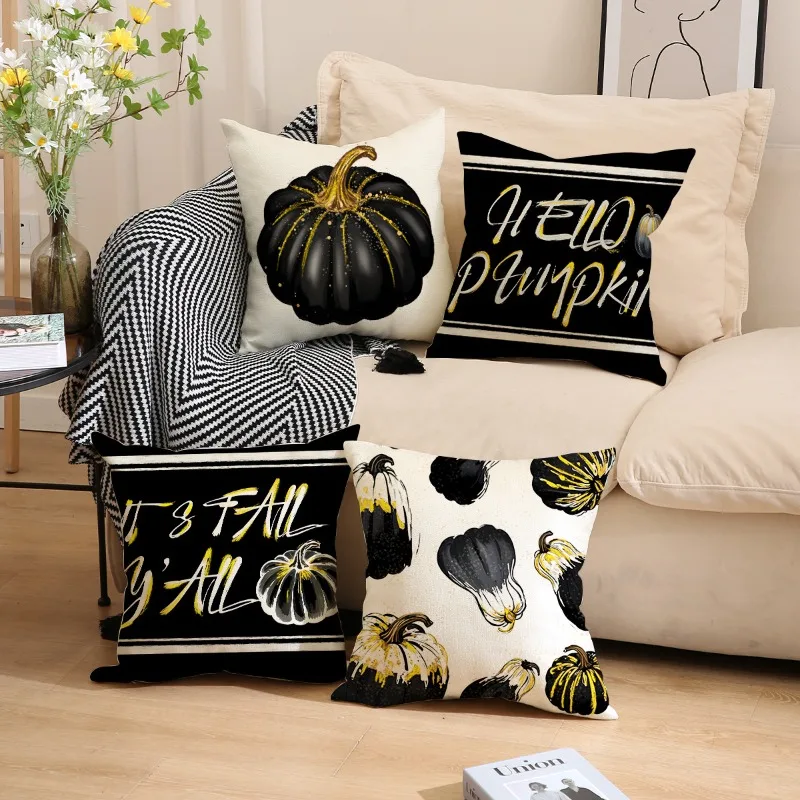 

Fall Pillow Covers 45x45cm Set of 4,Pumpkin Pillow Cases Autumn Thanksgiving Decorative Pillow Covers Cushion Case Home Decor