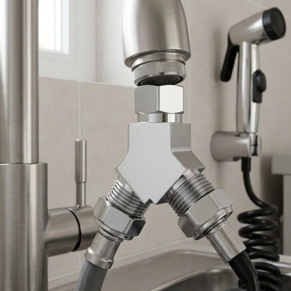 Y Type Plumbing Diverter Valve Silver Zinc Alloy for G12 GN15 Thread Standard for Shower Arm Handheld Bath Sprayer