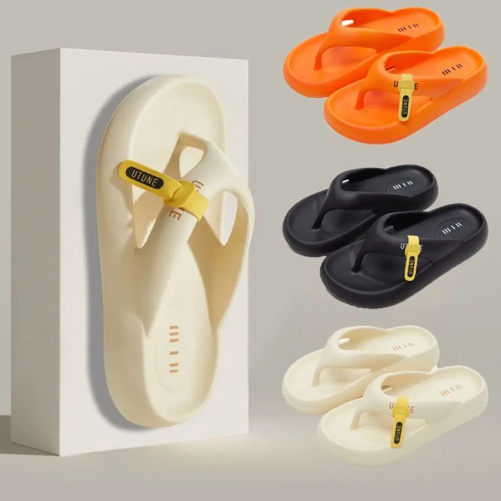 Comfortable Letter Platform Flip Flops EVA Thick Soled Slides Sandals Toe Spring Non-Slip Beach Slippers Bathroom view 3